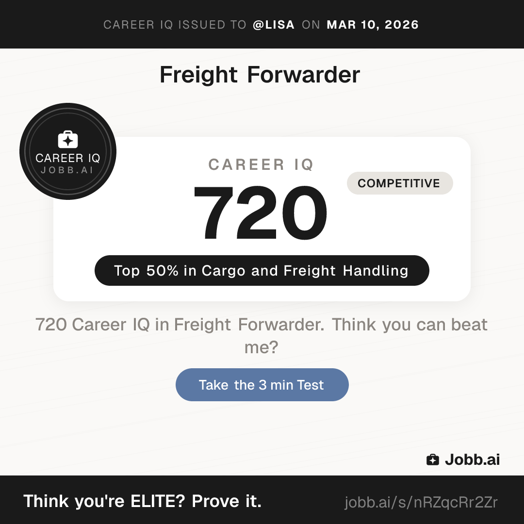 Lisa's Career IQ: 720 in Freight Forwarder
